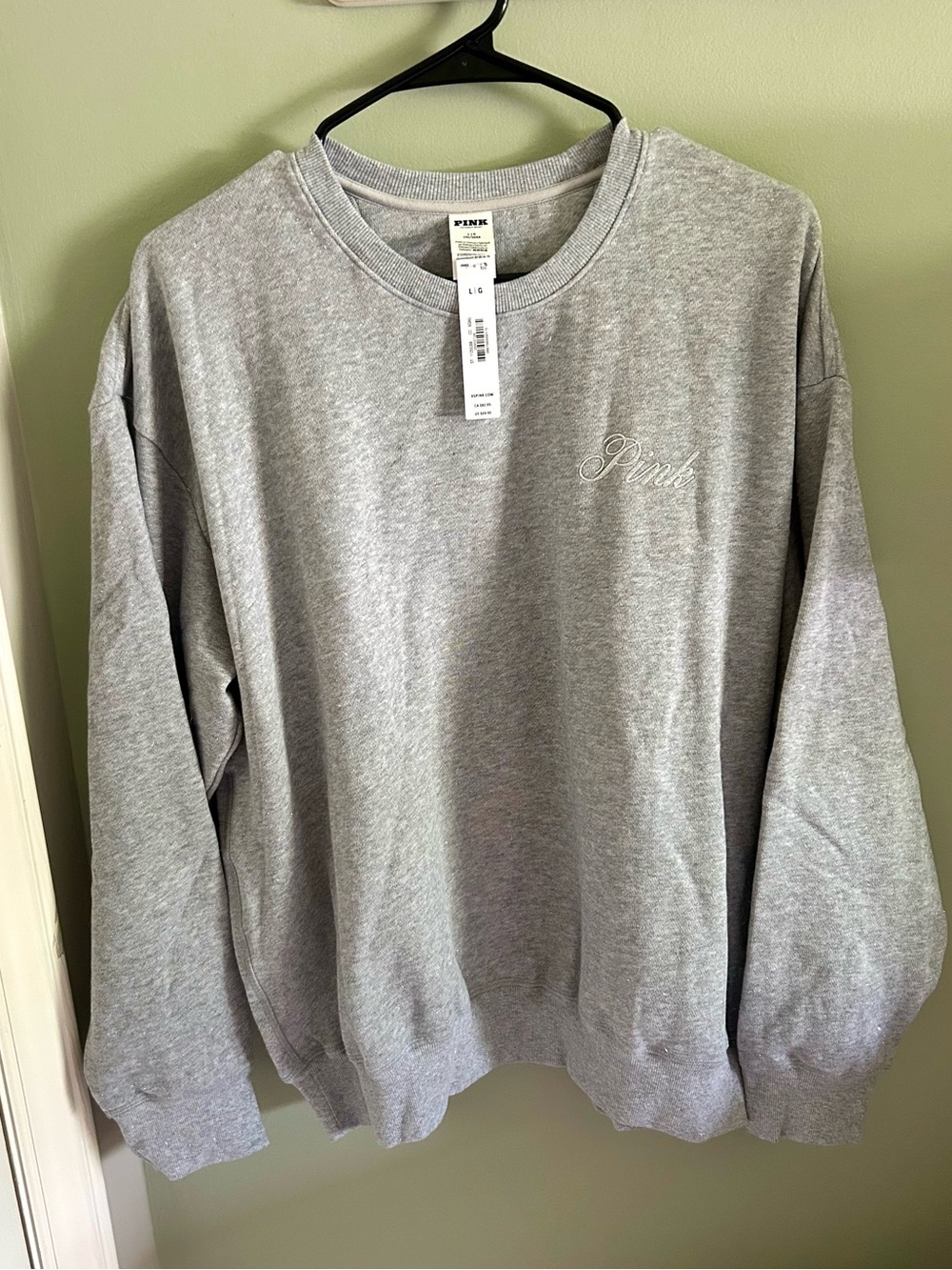 PINK Victorias Secret ICY FLEECE CLASSIC BLING SPARKLE CREW SWEATSHIRT